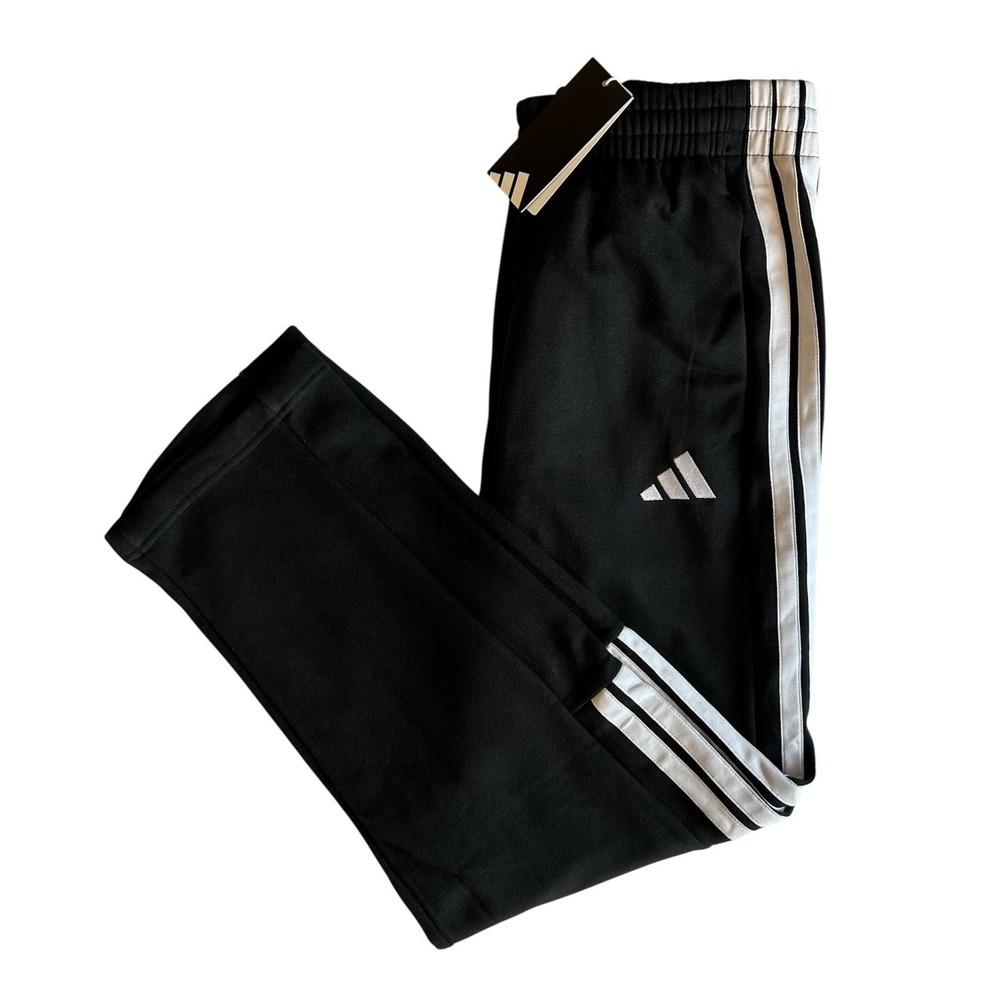 Adidas Men's Essentials 3-Stripes Fleece Pants Open Hem Casual Size Medium M